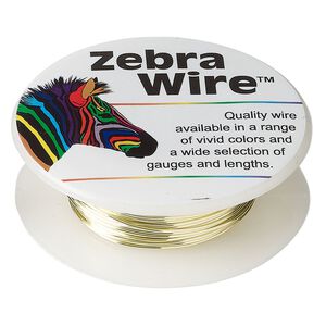 Wire, Zebra Wire&trade;, color-coated copper, champagne gold, round, 22 gauge. Sold per 15-yard spool.