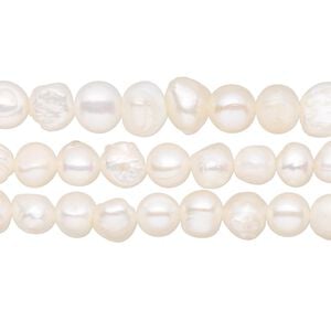 Pearl 1pkg3 freshwater, 5-9mm flat-sided potato 15.5-16 inch cultured white
