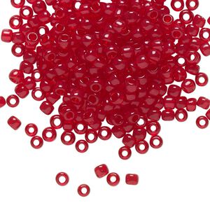 Seed bead, TOHO BEADS&reg;, glass, pkg/250g, #8 round, transparent ruby (TR-08-5C).