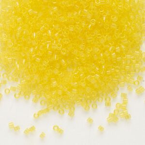 Seed bead, Delica&reg;, glass, pkg/7.5g, #11 round, transparent yellow (DB-0710).