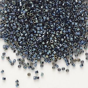 Seed bead, Delica&reg;, glass, pkg/7.5g, #11 round, opaque iris gunmetal (DB-0006).
