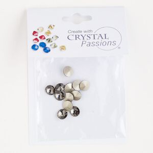 Chaton 12pk black diamond foil back, Crystal Passions&reg; 6.14-6.32mm rivoli SS29 1122