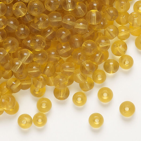 Bead 1pkg1, glass, translucent honey, 4mm round, 4 ounces image number 0