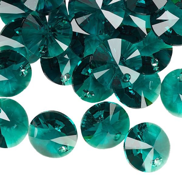 Drop 144pk emerald, Swarovski&reg; 12mm pendant mini disk 6428 image number 1