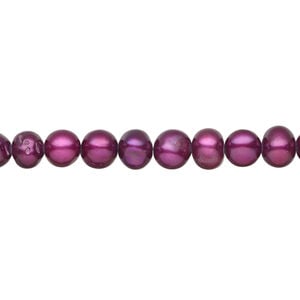 Freshwater pearl 1pkg1, semi-round, 15 inch dark plum 5-6mm cultured