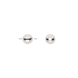 Bead 1pkg50 ultra silver-plated, 6mm round, brass