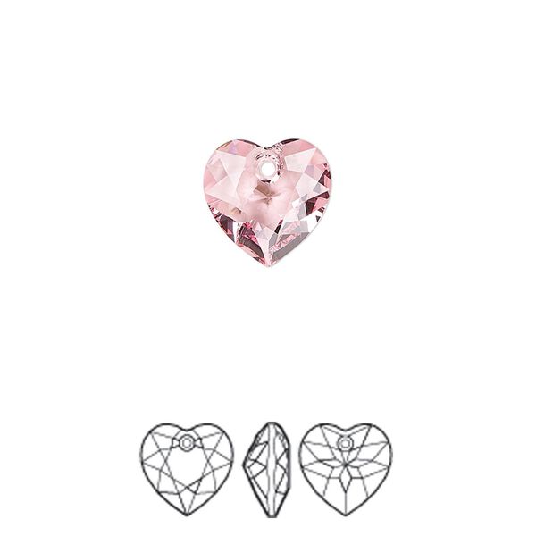 Drop 48pk light rose, Swarovski&reg; 10.5mm pendant heart cut 6432 image number 0