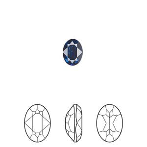 Fancy stone 4pk dark sapphire foil back, Crystal Passions&reg; Regenerated 8x6mm oval 4120