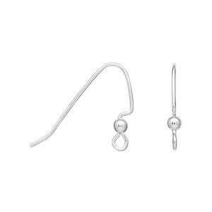 Ear wire 1pkg50 sterling silver, 17mm angular / 3mm ball / perfect balance / open loop, 20 gauge 25 pair