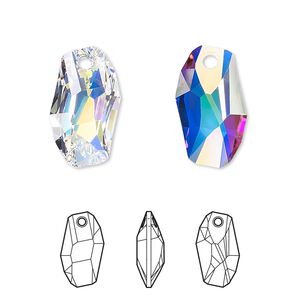 Drop 48pk crystal AB, Swarovski&reg; 18x11mm pendant meteor 6673