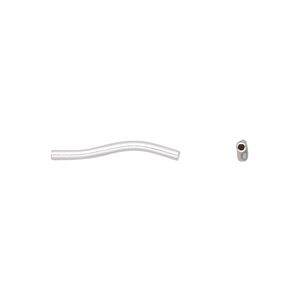 Bead 1pkg10 sterling silver, 19x1.5mm curved tube
