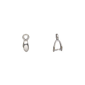 Bail, ice-pick, antique silver-plated brass, 6x2mm plain teardrop, 4mm grip length. Sold per pkg of 2.