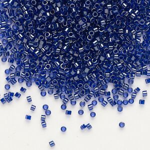 Seed bead, Delica&reg;, glass, pkg/7.5g, #11 round, translucent cobalt-lined luster blue (DB-0277).