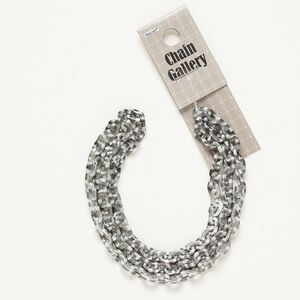 Chain 1pkg1 rolo, 5.9mm oval, aluminum / anodized black / grey 22 inch