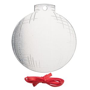 Ornament, ImpressArt&reg;, aluminum and polyester, 3 x 2-3/4 inch ball with ribbon. Sold per pkg of 2.