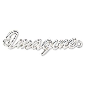 Focal, silver-finished "pewter" (zinc-based alloy), 44x15mm single-sided "Imagine." Sold individually.