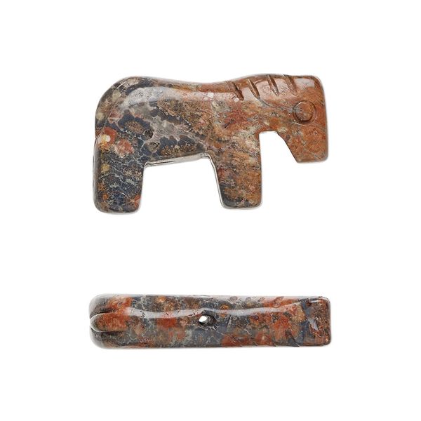 Leopardskin jasper 1pkg2, hand-cut horse bead natural 24x13mm image number 0