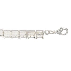 Necklace component, silver-finished brass and steel, 6mm wide cupchain with (41) SS29 settings, 16 inches with 3-inch extender chain and lobster claw clasp. Sold individually.