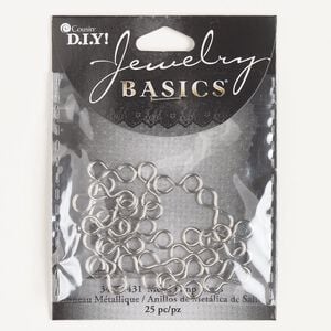 Link, steel, pkg/25, 15x6mm double round, silver finish.
