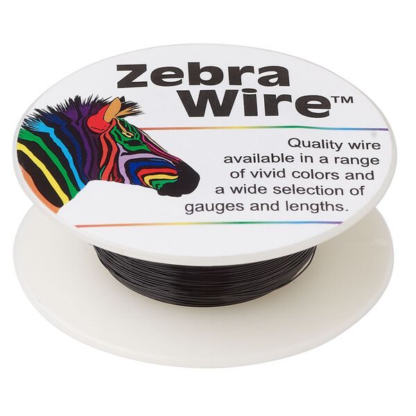 Wire, Zebra Wire&trade;, color-coated copper, black, round, 30 gauge. Sold per 50-yard spool. image number 0