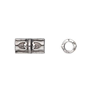 Bead 1pkg20 silver-plated "pewter", 14x7mm tube, antique