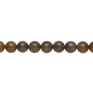 Tiger iron 1pkg1, round bead natural 15.5-16 inch 6mm