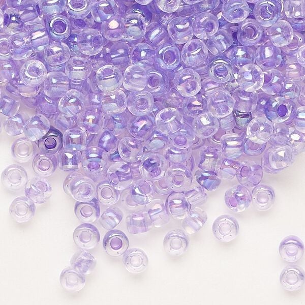 Seed bead, Dyna-Mites&trade;, glass 1pkg40g, #6 round, translucent rainbow inside dyed color amethyst purple (311 6/0 RR) image number 0
