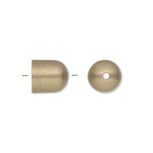 Cord end 1pkg2 brass, 10.5x9.5mm smooth round tube / 8mm inside diameter, antiqued / JBB Findings