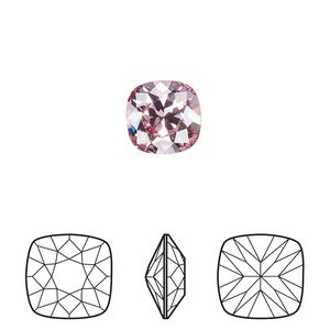 Fancy stone 2pk light rose foil back, Crystal Passions&reg; 10mm cushion 4470