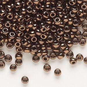 Seed bead, Dyna-Mites&trade;, glass, opaque iris bronze, #6 round. Sold per 1/2 kilogram pkg.