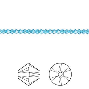 Bead 144pk aquamarine, Crystal Passions&reg; 2.5mm bicone 5328