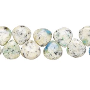 K2 "jasper" 1pkg1, hand-cut top-drilled puffed teardrop bead natural 8 inch 9x9mm-11x10mm