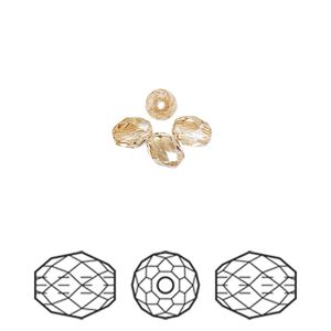 Bead 4pk crystal golden shadow, Crystal Passions&reg; 5x4mm olive briolette 5044