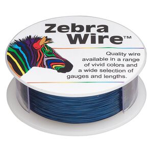 Wire, Zebra Wire&trade;, color-coated copper, sapphire blue, round, 28 gauge. Sold per 1/4 pound spool, approximately 164 yards.