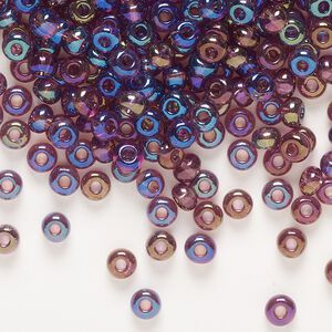 Seed bead, Preciosa Ornela Czech glass, pkg/500g, #6 rocaille, translucent rainbow amethyst, (21060).