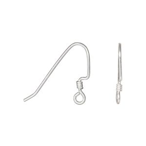 Ear wire 1pkg2 sterling silver, 17mm angular / 2mm coil / perfect balance / open loop, 20 gauge 1 pair