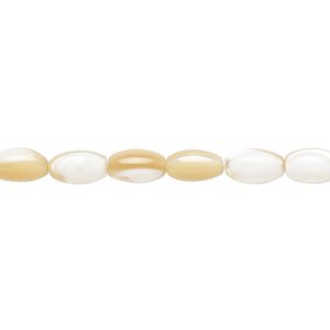 Mother-of-pearl shell 1pkg1, oval bead natural 15.5 to 16 inch 8x5mm