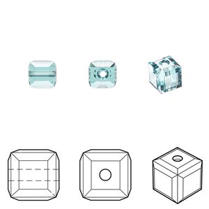 Bead 144pk light turquoise, Swarovski&reg; 6mm cube 5601