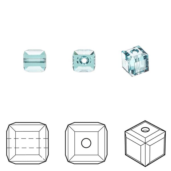 Bead 144pk light turquoise, Swarovski&reg; 6mm cube 5601 image number 0