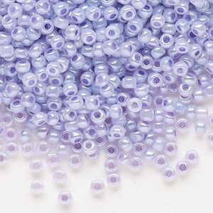 Seed bead, Dyna-Mites&trade;, glass, opaque ceylon pastel lilac, #8 round. Sold per 1/2 kilogram pkg.