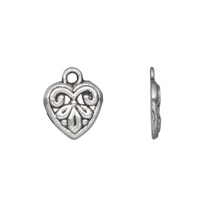 Charm, antique silver-plated "pewter" (zinc-based alloy), 12x12mm single-sided heart. Sold per pkg of 50.