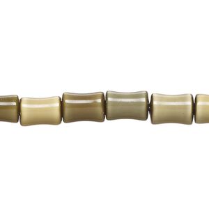 Bead, cat's eye glass (fiber optic glass ), camo, 9x5mm-10x7mm bamboo. Sold per 14-inch strand, approximately 40 beads.