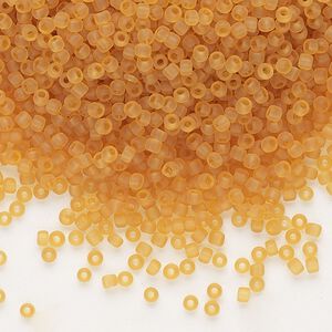 Seed bead, Dyna-Mites&trade;, glass, pkg/40g, #11 round, translucent matte amber yellow, (1MA 11/0 RR).