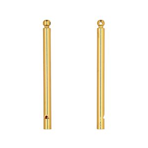 Focal, gold-finished brass, 3-1/2 x 1/4 inch round tube whistle. Sold individually.