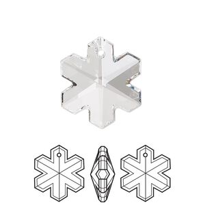 Drop 1pk crystal, Crystal Passions&reg; 20x17mm pendant snowflake 6704