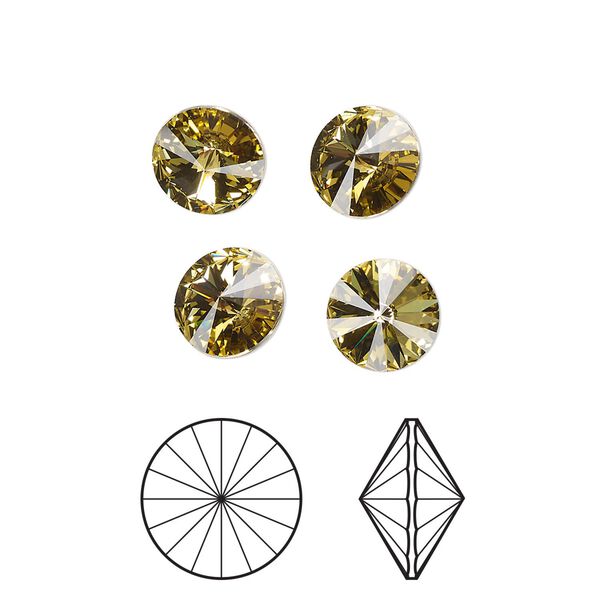 Chaton 144pk dark jonquil foil back, Swarovski&reg; 8.16-8.41mm rivoli SS39 1122 image number 0