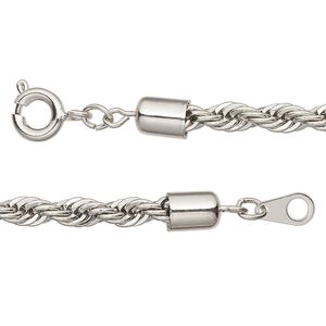Chain 1pkg1 French rope, 4mm / springring clasp, antique silver-finished steel 18 inch