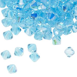 Bead 24pk aqua bohemica AB, Preciosa Czech crystal 6mm bicone