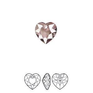 Drop 2pk light amethyst silver shade, Crystal Passions&reg; 10.5mm pendant heart cut 6432