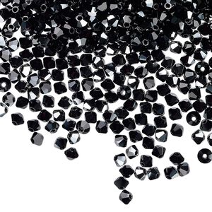 Bead 1440pk jet hematite, Preciosa Czech crystal 3mm bicone